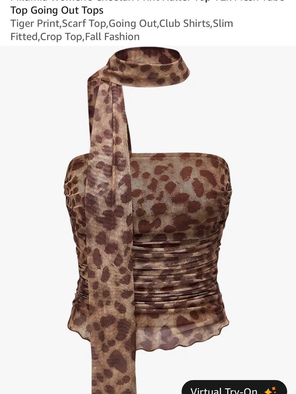 Brown Leopard One-Shoulder Scarf Top
